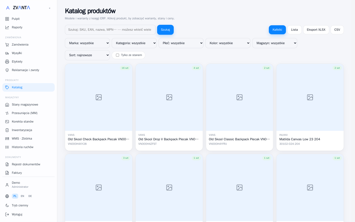 ZVANTA — katalog produktów (PIM)
