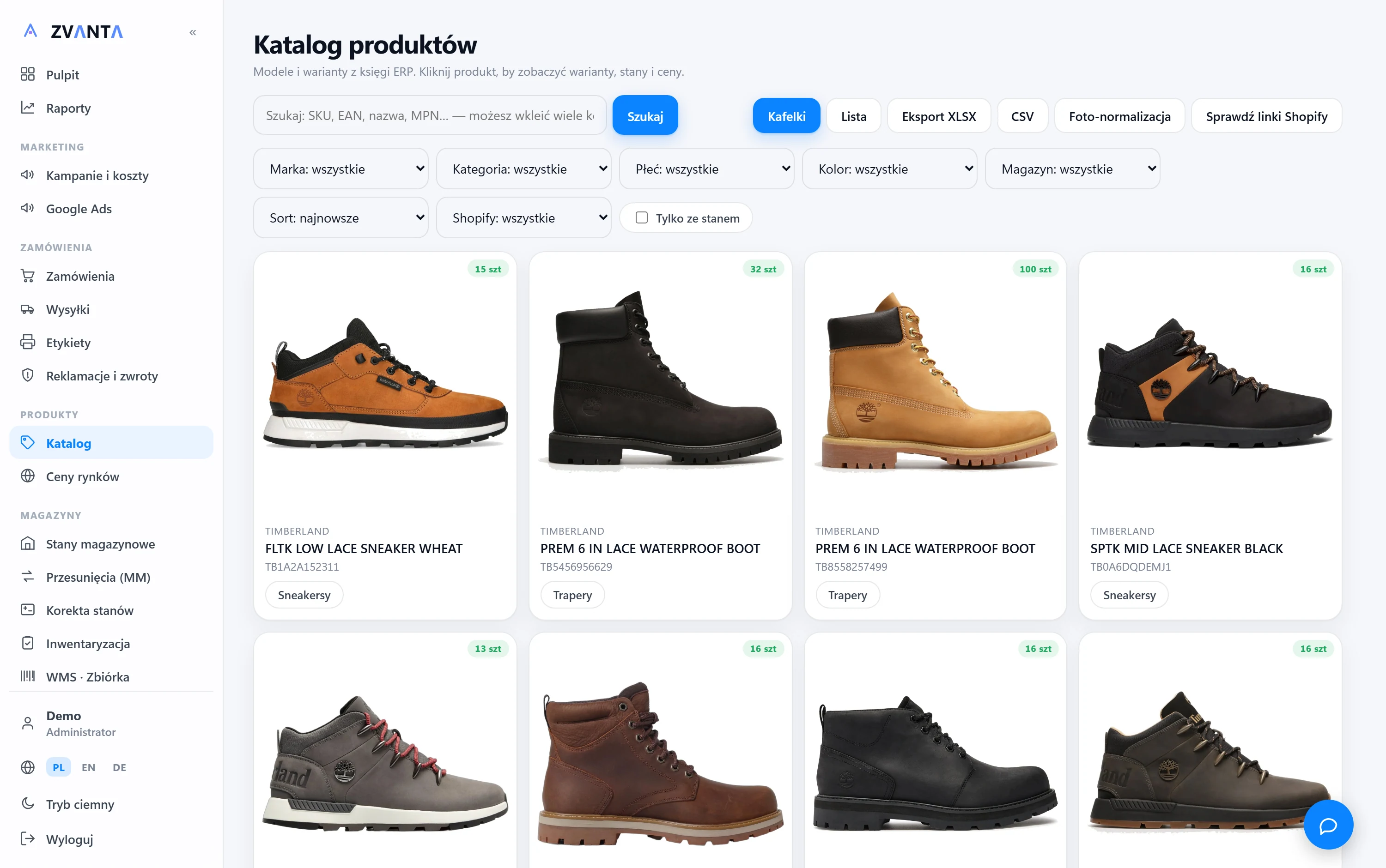 Katalog produktów z filtrami